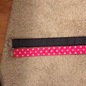 Set of two polka dot D ring belts